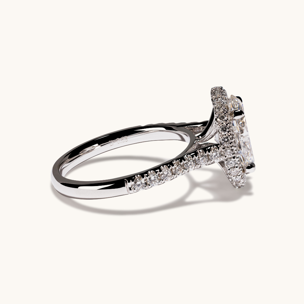 2.07 Oval Lab Diamond Engagement Ring with 2D Halo