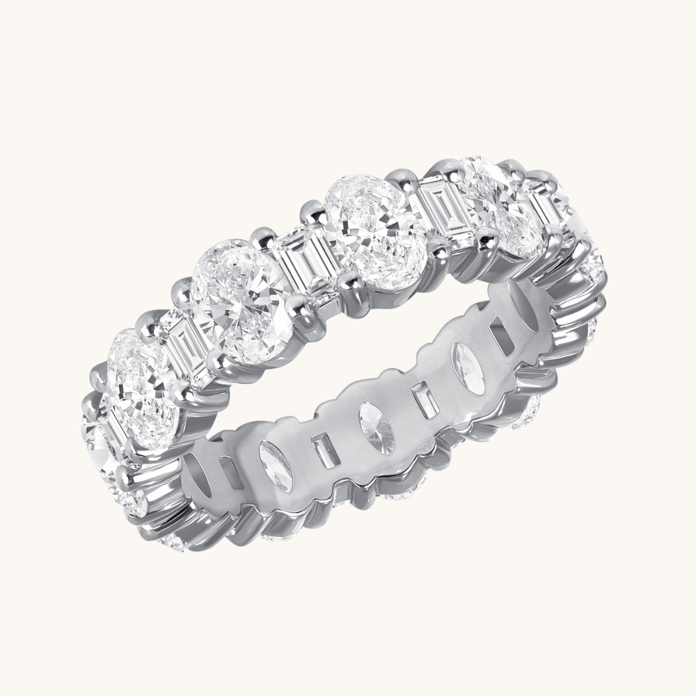 Oval + Baguette Diamond Eternity Band - Happy Jewelers Fine Jewelry Lifetime Warranty