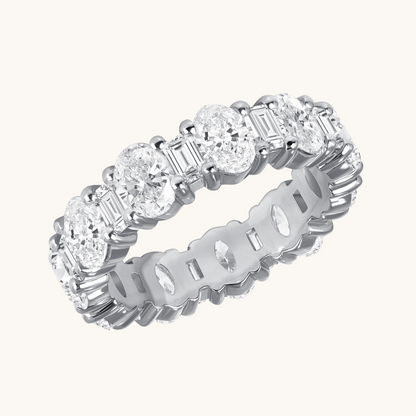 Oval + Baguette Diamond Eternity Band - Happy Jewelers Fine Jewelry Lifetime Warranty