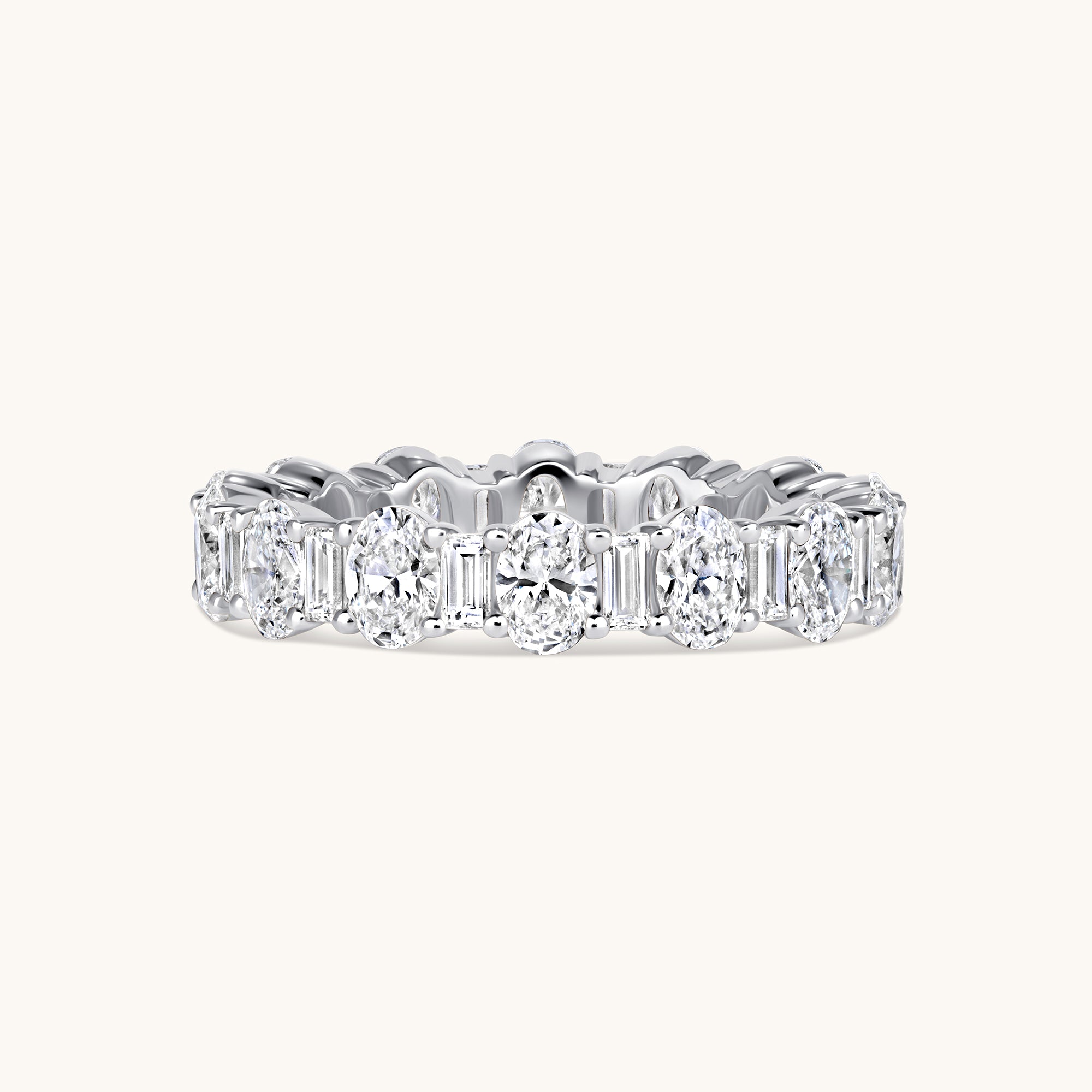 White Gold Oval + Baguette Lab Diamond Eternity Band