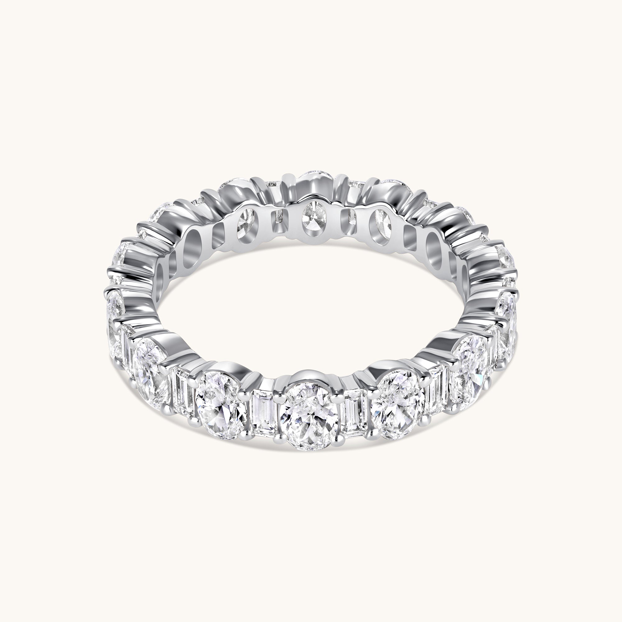 White Gold Oval + Baguette Lab Diamond Eternity Band