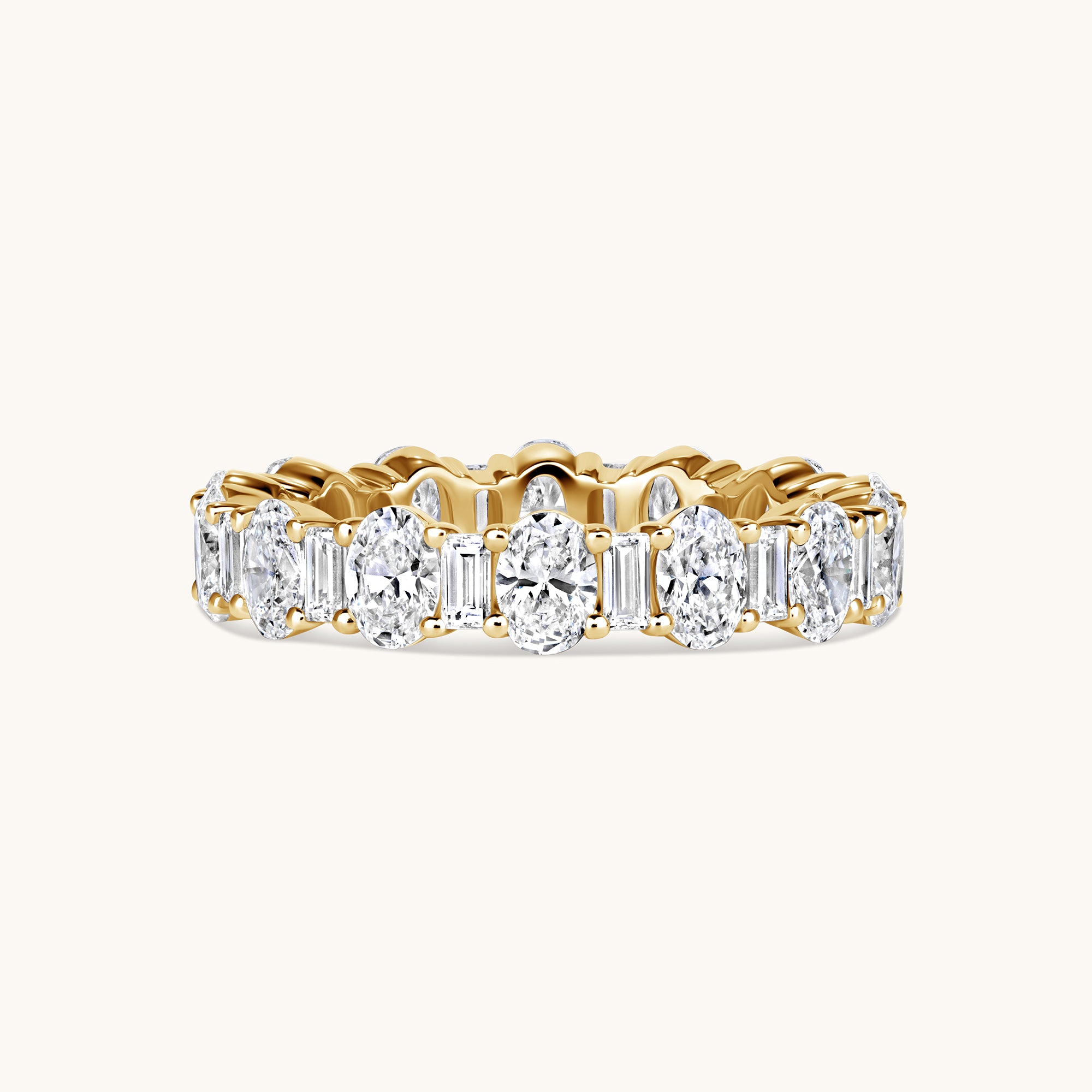 Yellow Gold Oval + Baguette Lab Diamond Eternity Band