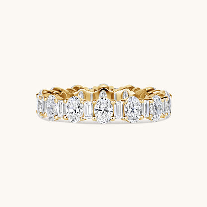 Yellow Gold Oval + Baguette Lab Diamond Eternity Band
