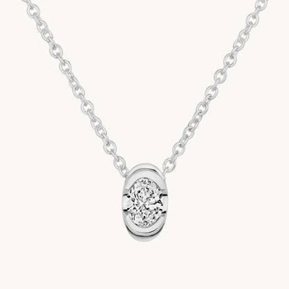 Bezel Oval Lab Diamond Solitaire Pendant - Happy Jewelers Fine Jewelry Lifetime Warranty