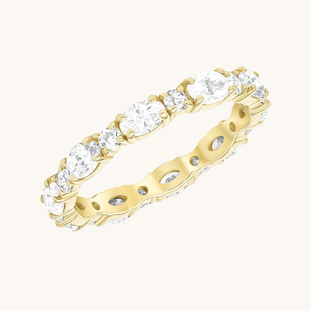 Oval + Round Diamond Eternity Band