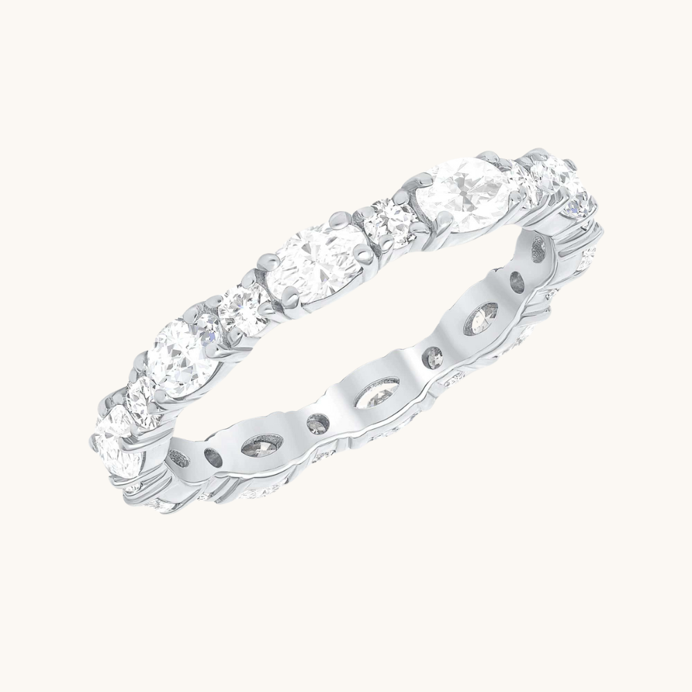 Oval + Round Diamond Eternity Band