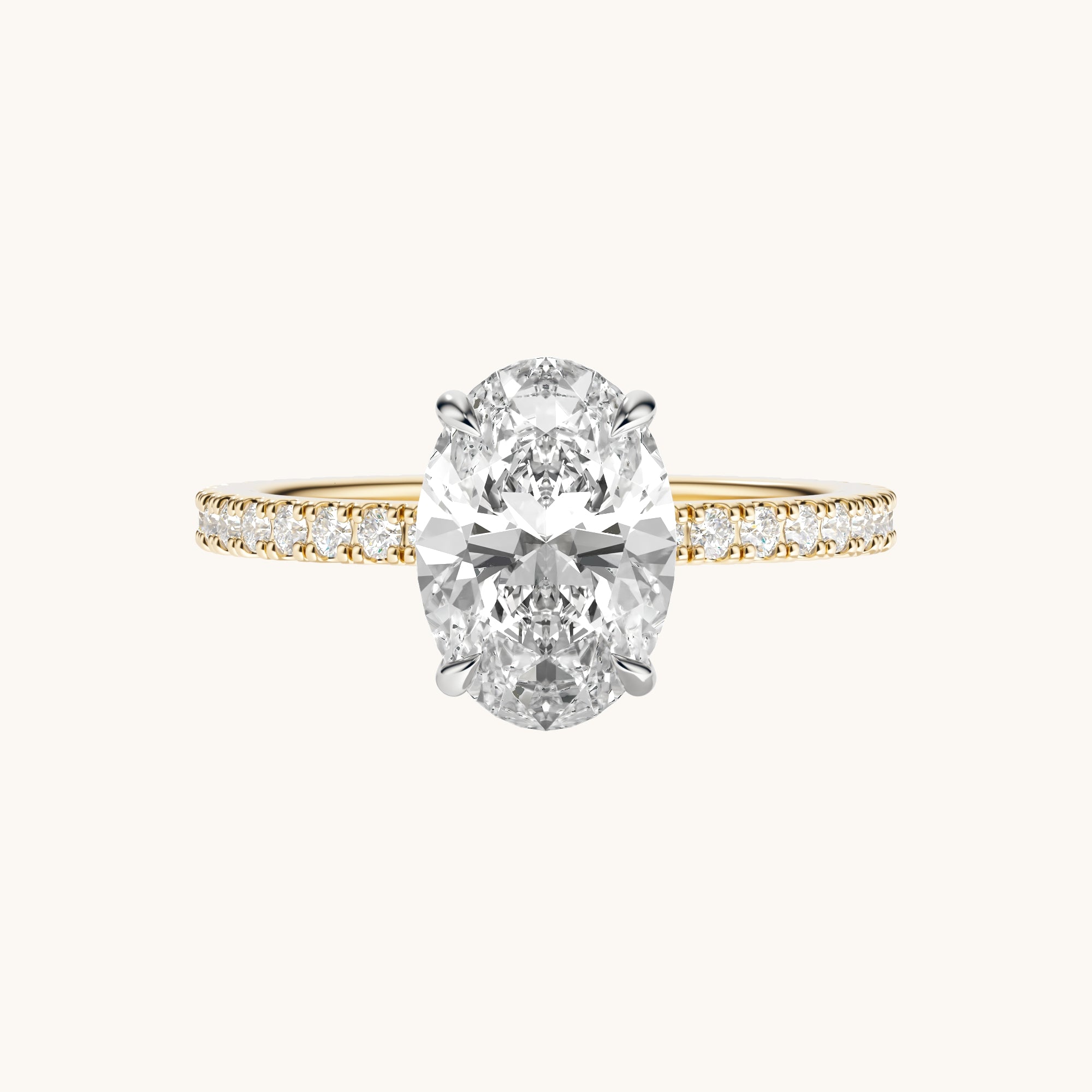 Oval Lab Diamond Engagement Ring with Signature Setting