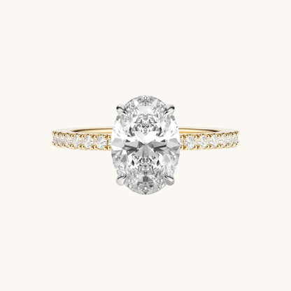 Oval Lab Diamond Engagement Ring with Signature Setting