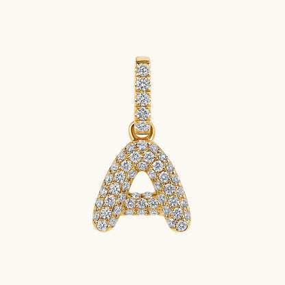 Pave Diamond Bubble Initial Pendant - Happy Jewelers Fine Jewelry Lifetime Warranty