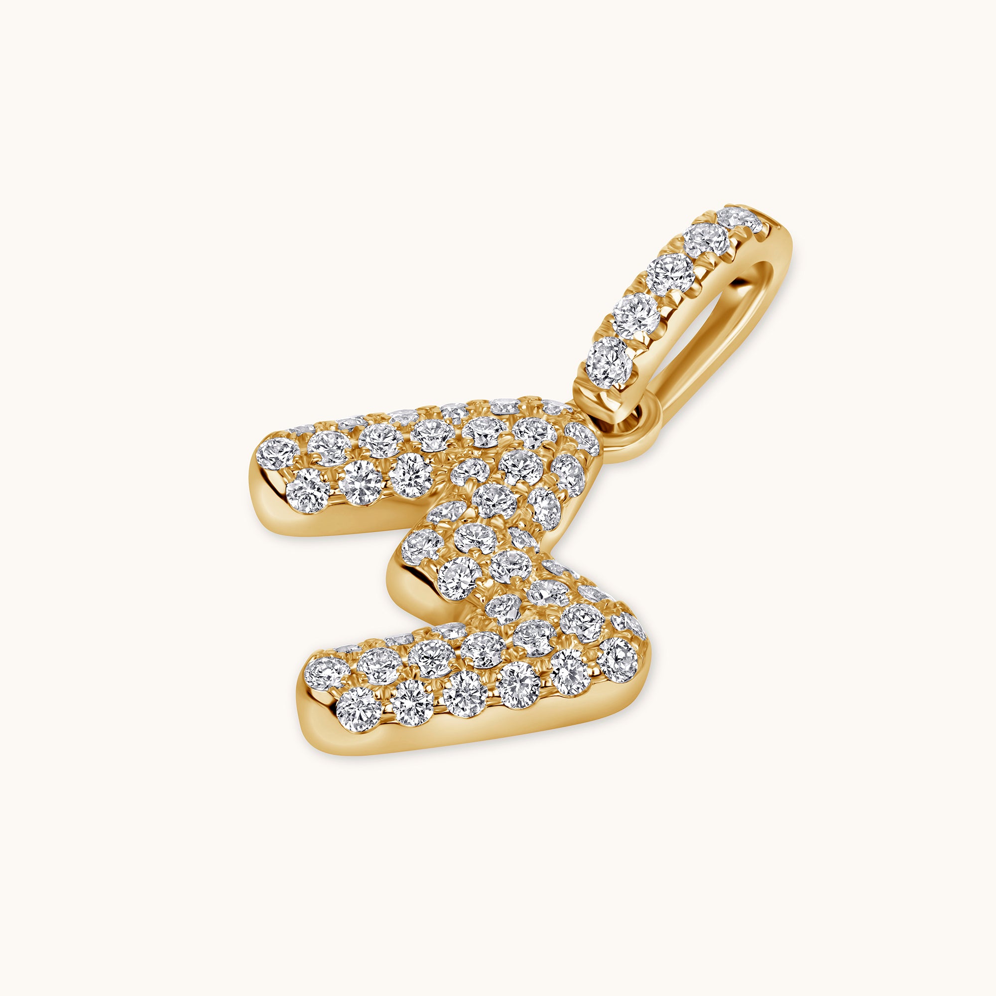 Pave Diamond Bubble Initial Pendant - Happy Jewelers Fine Jewelry Lifetime Warranty