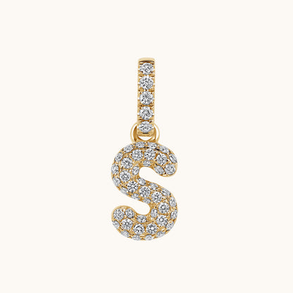Pave Diamond Bubble Initial Pendant - Happy Jewelers Fine Jewelry Lifetime Warranty