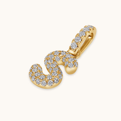 Pave Diamond Bubble Initial Pendant - Happy Jewelers Fine Jewelry Lifetime Warranty