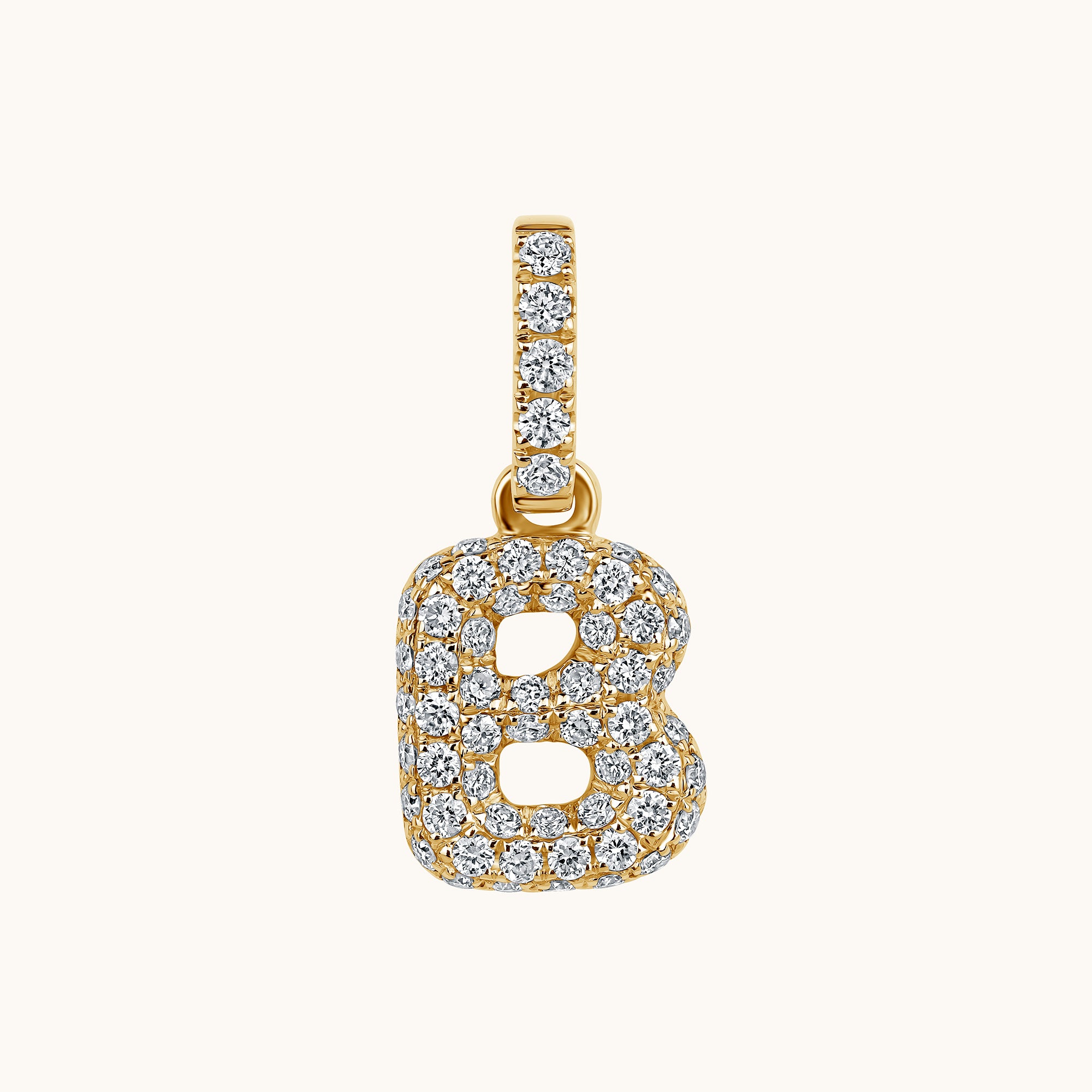 Pave Diamond Bubble Initial Pendant - Happy Jewelers Fine Jewelry Lifetime Warranty