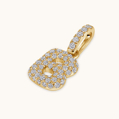 Pave Diamond Bubble Initial Pendant - Happy Jewelers Fine Jewelry Lifetime Warranty