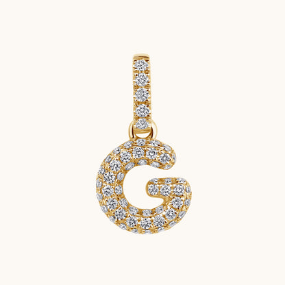 Pave Diamond Bubble Initial Pendant - Happy Jewelers Fine Jewelry Lifetime Warranty