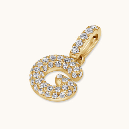 Pave Diamond Bubble Initial Pendant - Happy Jewelers Fine Jewelry Lifetime Warranty