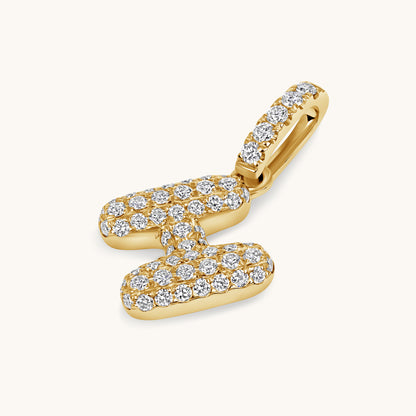 Pave Diamond Bubble Initial Pendant - Happy Jewelers Fine Jewelry Lifetime Warranty