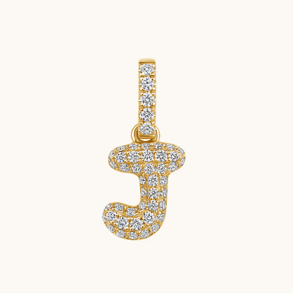Pave Diamond Bubble Initial Pendant - Happy Jewelers Fine Jewelry Lifetime Warranty