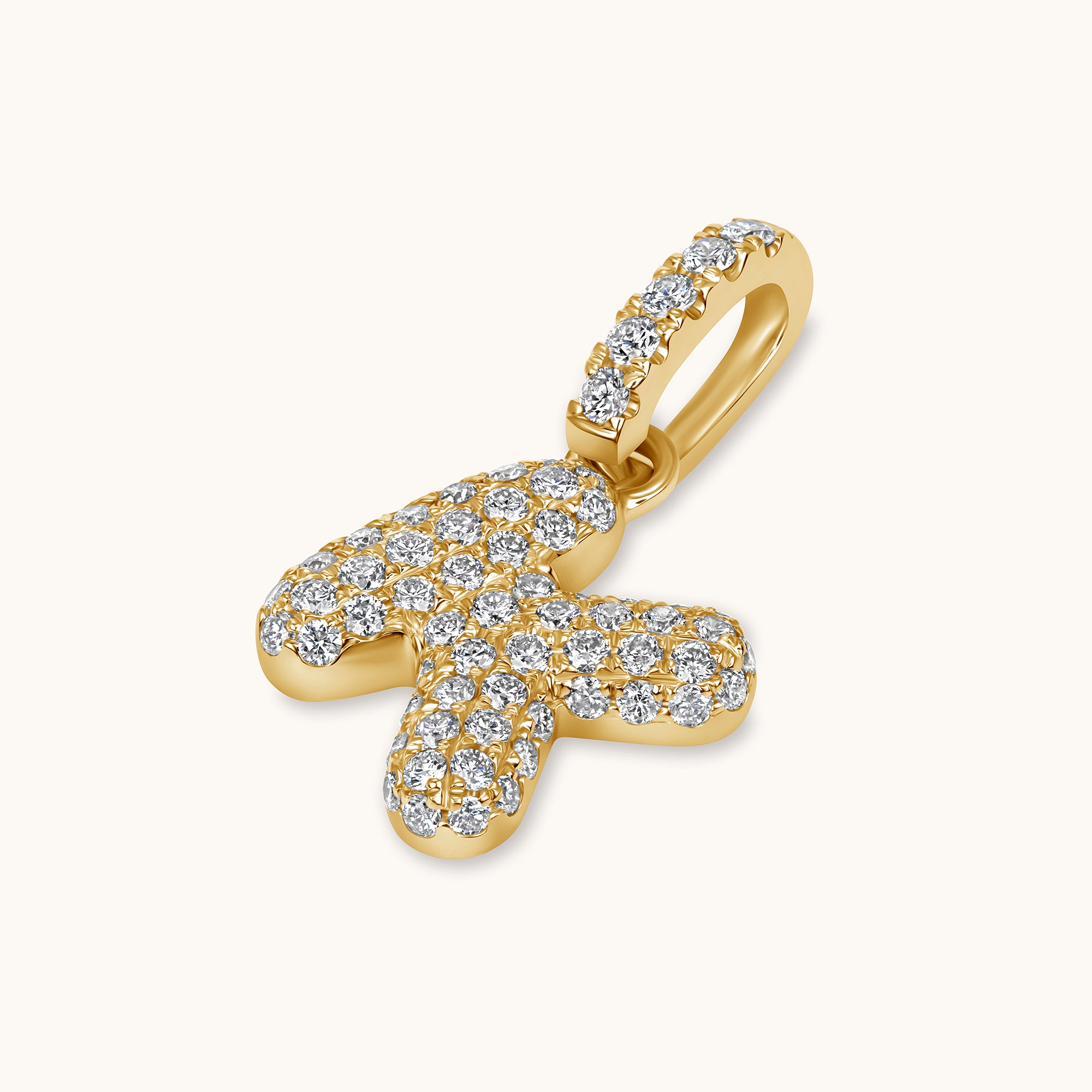 Pave Diamond Bubble Initial Pendant - Happy Jewelers Fine Jewelry Lifetime Warranty