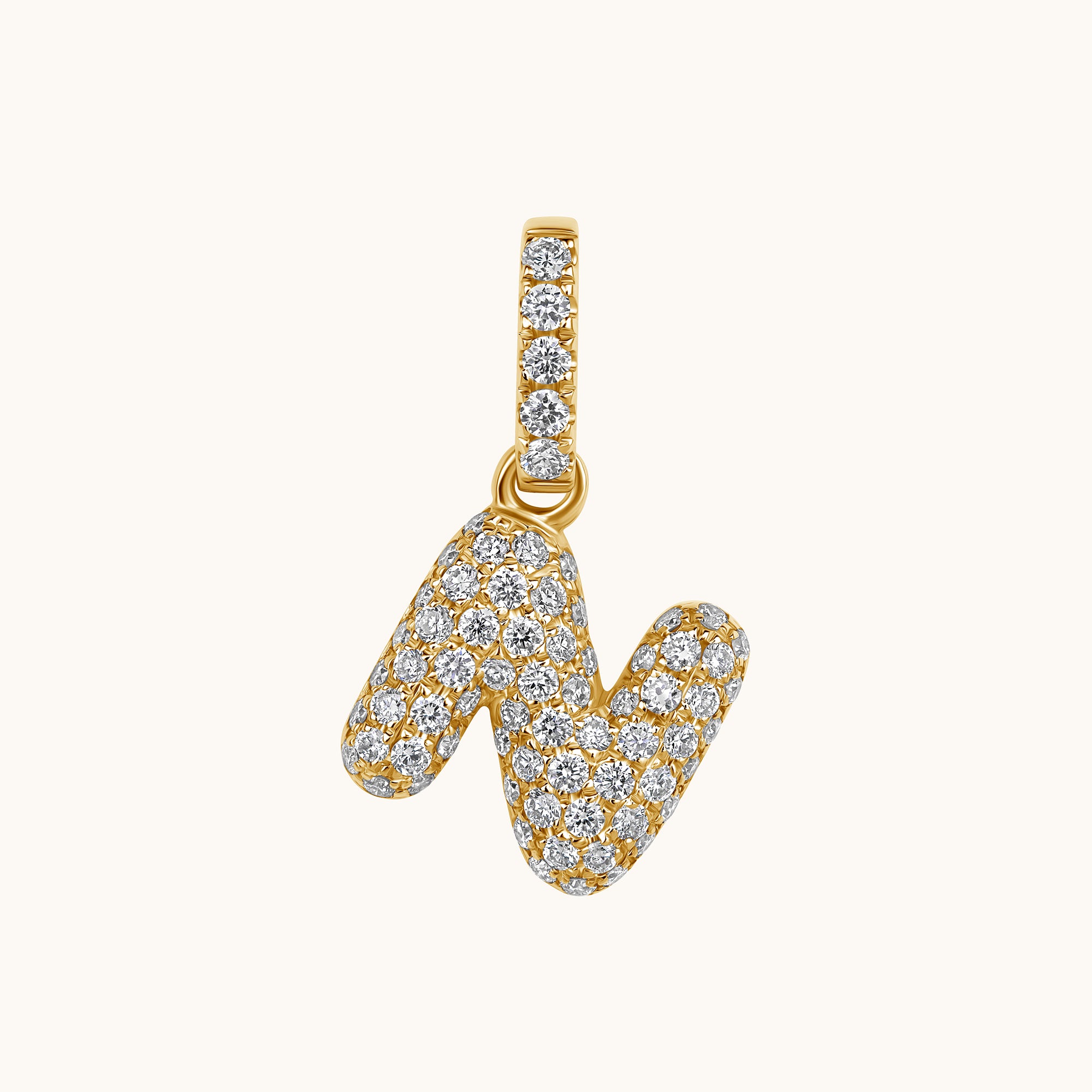 Pave Diamond Bubble Initial Pendant - Happy Jewelers Fine Jewelry Lifetime Warranty