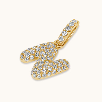 Pave Diamond Bubble Initial Pendant - Happy Jewelers Fine Jewelry Lifetime Warranty