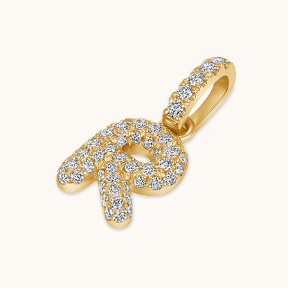 Pave Diamond Bubble Initial Pendant - Happy Jewelers Fine Jewelry Lifetime Warranty