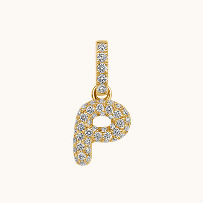 Pave Diamond Bubble Initial Pendant - Happy Jewelers Fine Jewelry Lifetime Warranty