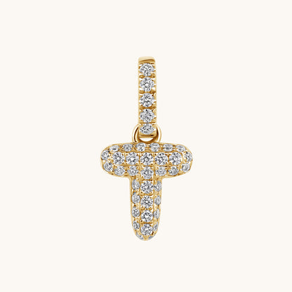 Pave Diamond Bubble Initial Pendant - Happy Jewelers Fine Jewelry Lifetime Warranty