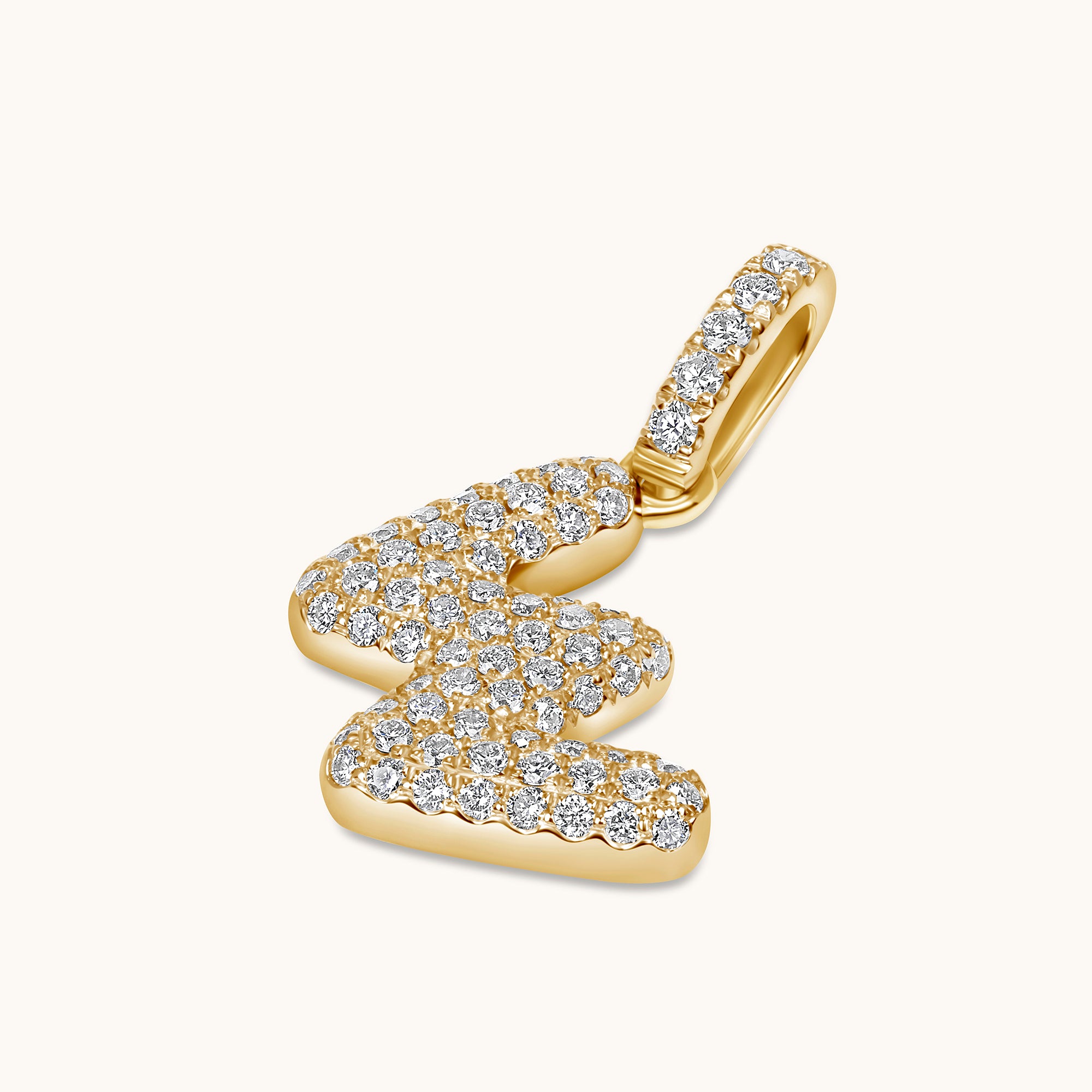 Pave Diamond Bubble Initial Pendant - Happy Jewelers Fine Jewelry Lifetime Warranty