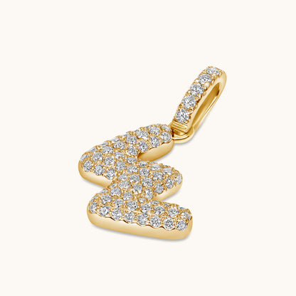 Pave Diamond Bubble Initial Pendant - Happy Jewelers Fine Jewelry Lifetime Warranty