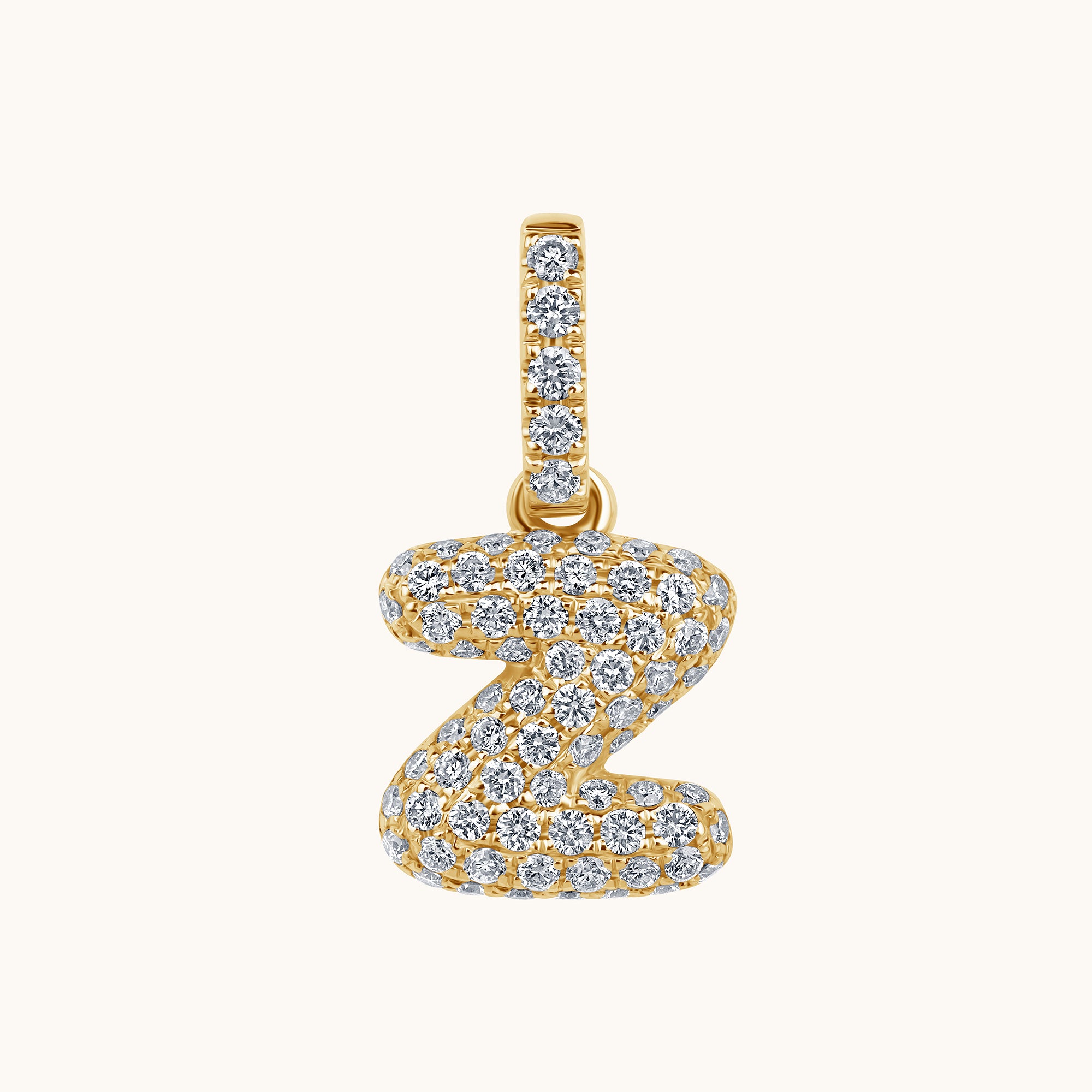 Pave Diamond Bubble Initial Pendant - Happy Jewelers Fine Jewelry Lifetime Warranty