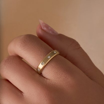 Brushed Inlay Diamond Band - Happy Jewelers Fine Jewelry Lifetime Warranty