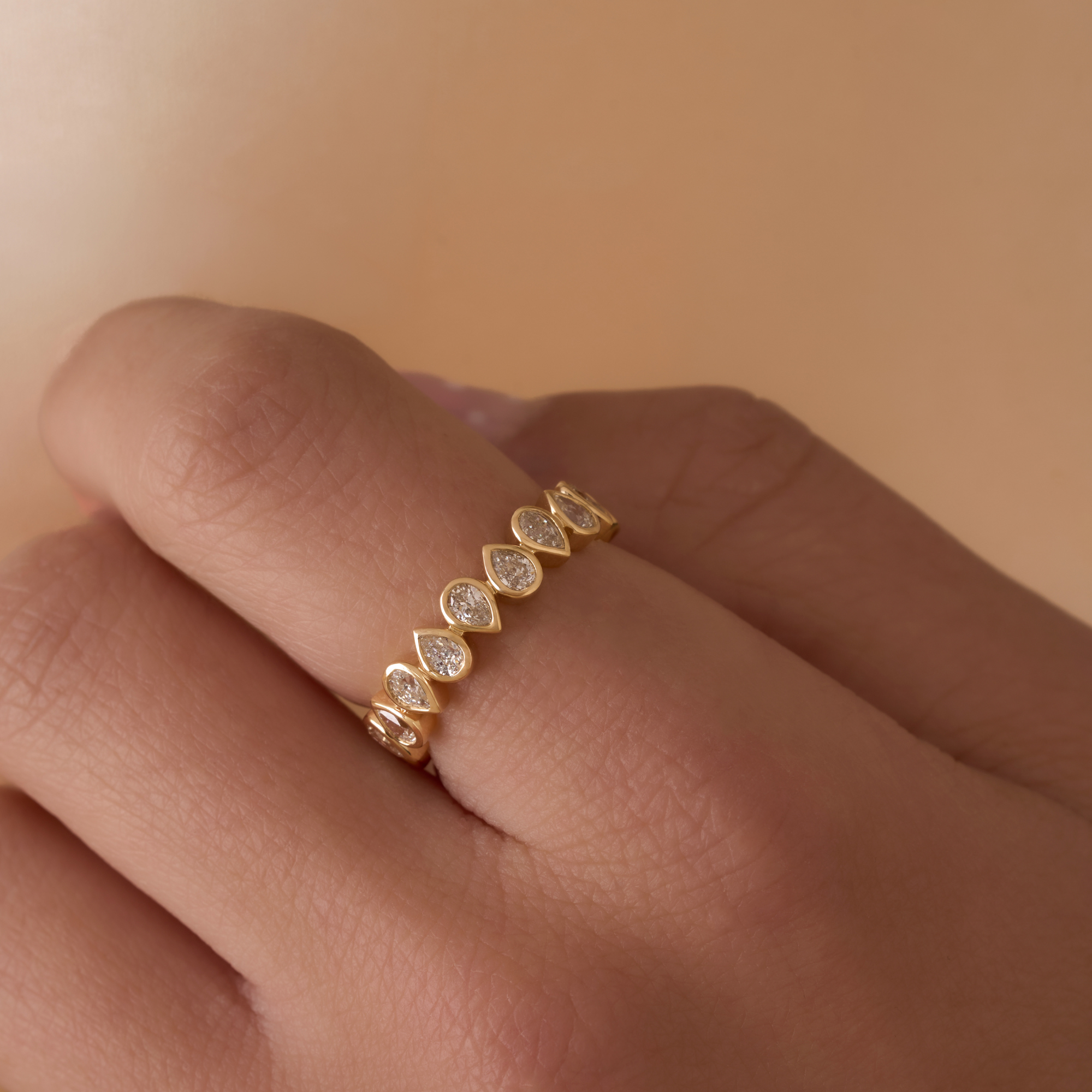 Alternating Pear Lab Diamond Bezel Eternity Band - Happy Jewelers Fine Jewelry Lifetime Warranty