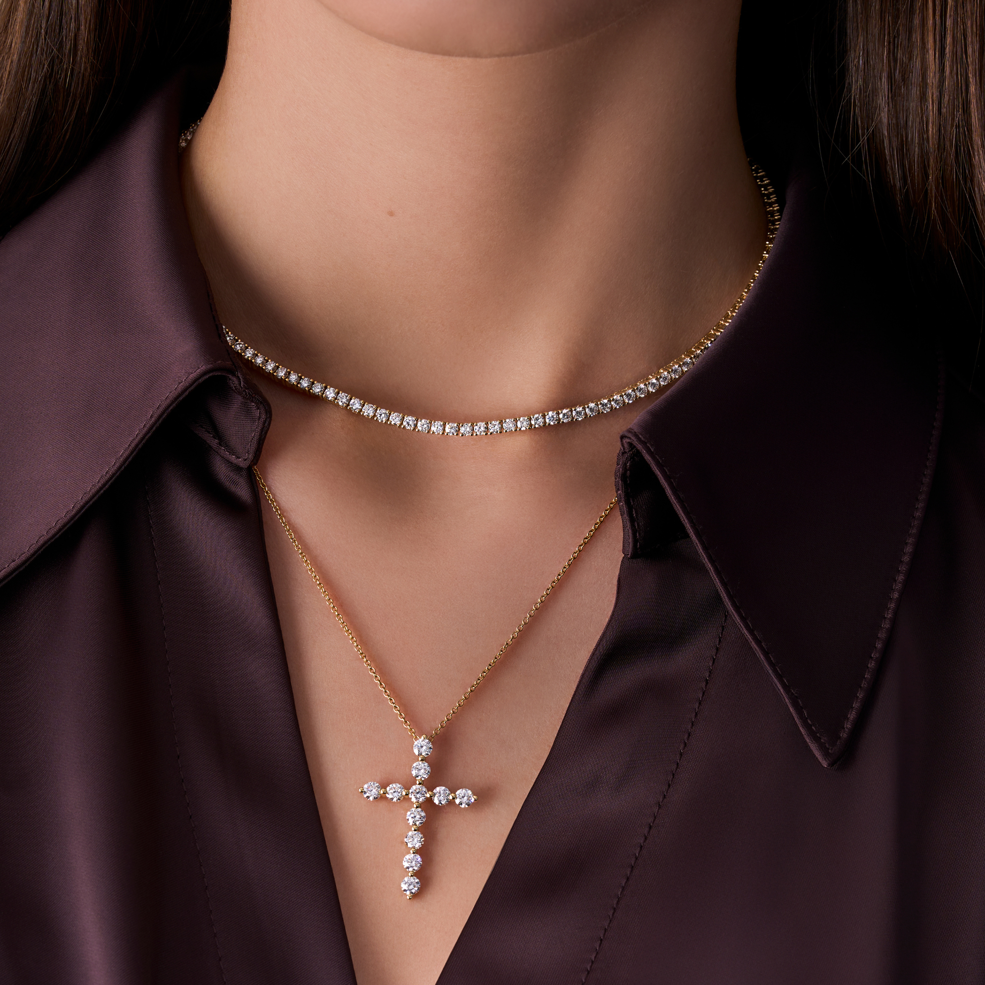 Classic Lab Diamond Cross Necklace - Happy Jewelers Fine Jewelry Lifetime Warranty