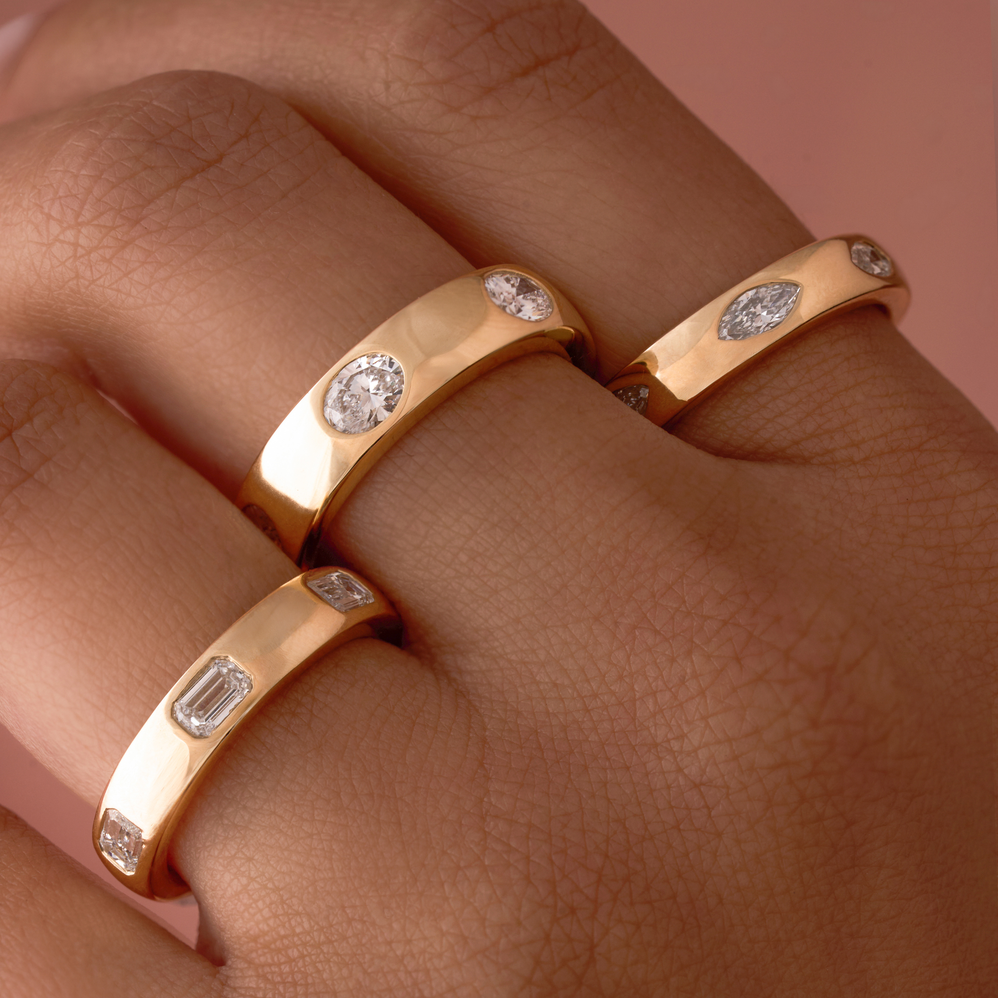 Diamond Oval Inlay Band - Happy Jewelers Fine Jewelry Lifetime Warranty