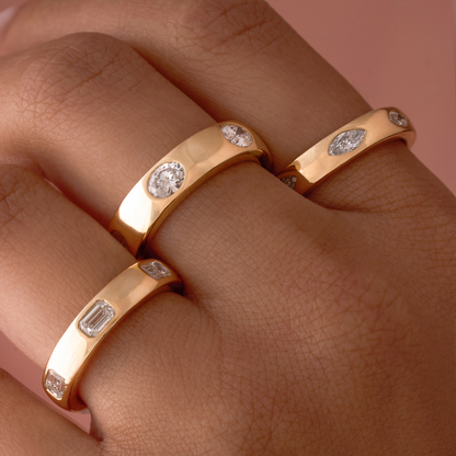 Diamond Oval Inlay Band - Happy Jewelers Fine Jewelry Lifetime Warranty