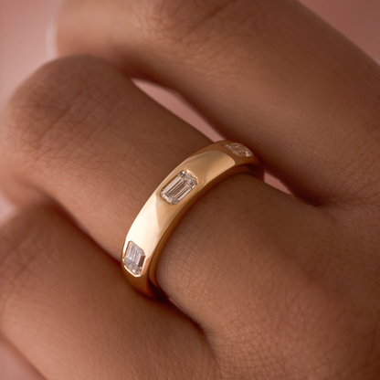Diamond Emerald Inlay Band - Happy Jewelers Fine Jewelry Lifetime Warranty