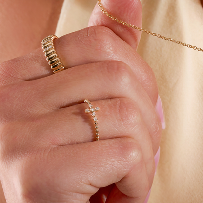 Mini Diamond Bubble Cross Ring - Happy Jewelers Fine Jewelry Lifetime Warranty