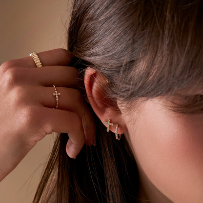 Mini Diamond Bubble Cross Ring - Happy Jewelers Fine Jewelry Lifetime Warranty