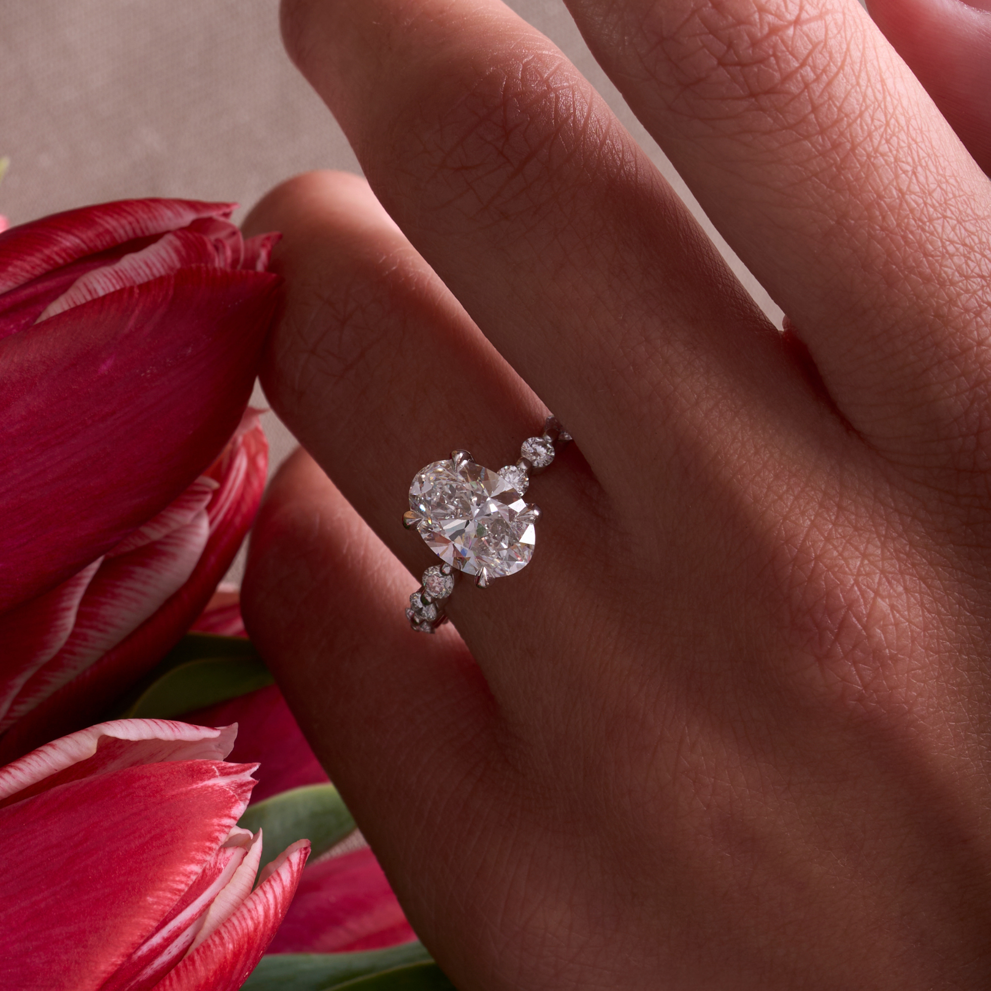 2.91 Oval Lab Diamond Engagement Ring with Eternity Band - Happy Jewelers Fine Jewelry Lifetime Warranty