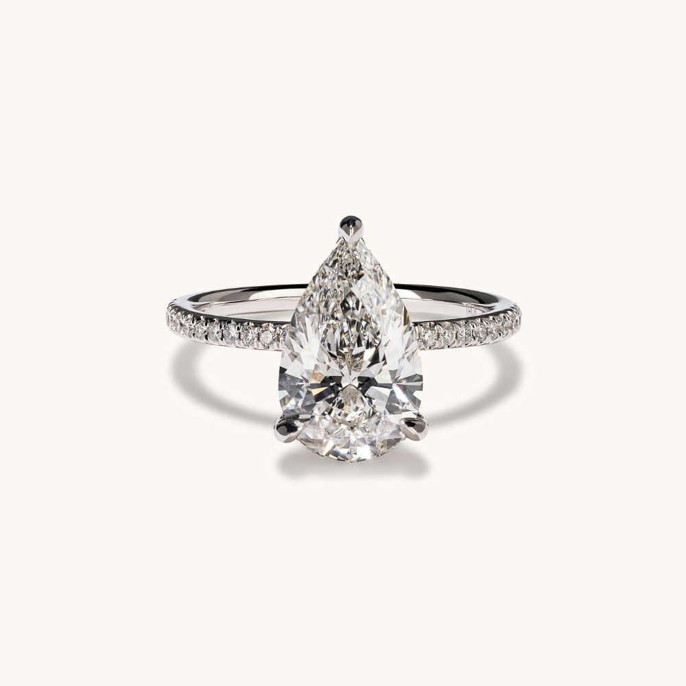 Pear Lab Diamond Engagement Ring with Signature Setting