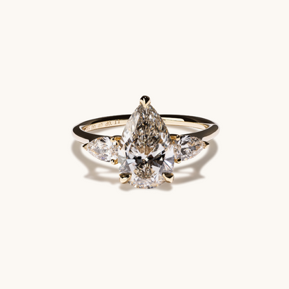 2.11 Pear Lab Diamond 3-Stone Engagement Ring with Hidden Halo - Happy Jewelers Fine Jewelry Lifetime Warranty
