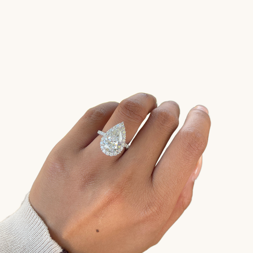 4.08 Pear Lab Diamond Engagement Ring