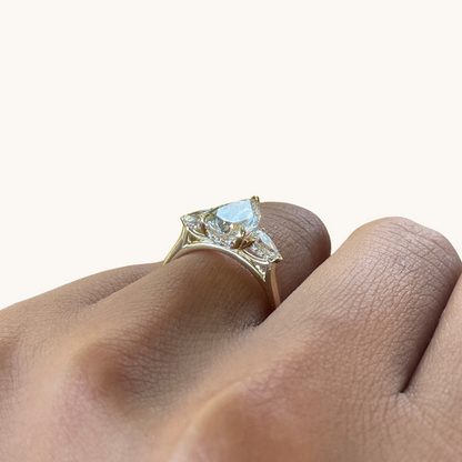 2.11 Pear Lab Diamond 3-Stone Engagement Ring with Hidden Halo - Happy Jewelers Fine Jewelry Lifetime Warranty