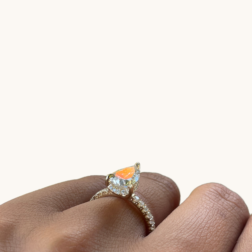 2.37 Pear Diamond Engagement Ring with Hidden Halo - Happy Jewelers Fine Jewelry Lifetime Warranty
