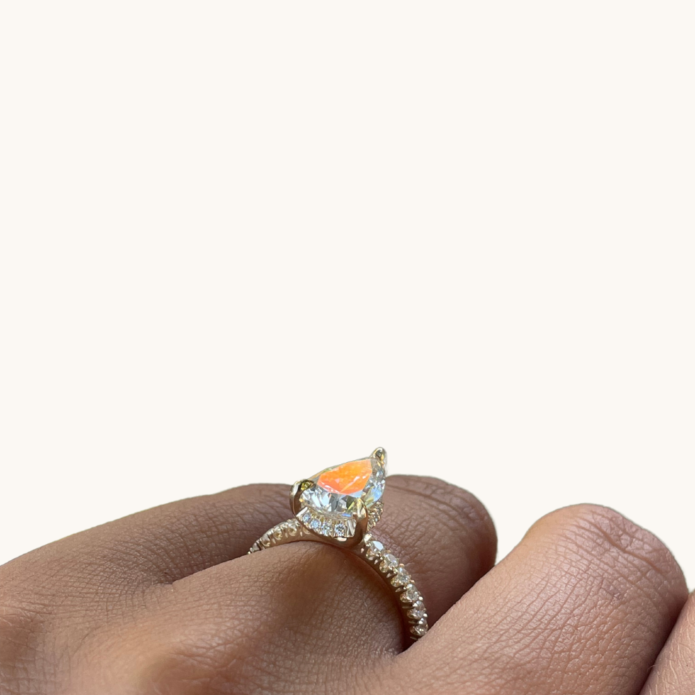 2.37 Pear Diamond Engagement Ring with Hidden Halo