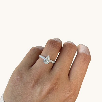 1.07 Pear Lab Diamond Engagement Ring with Halo - Happy Jewelers Fine Jewelry Lifetime Warranty