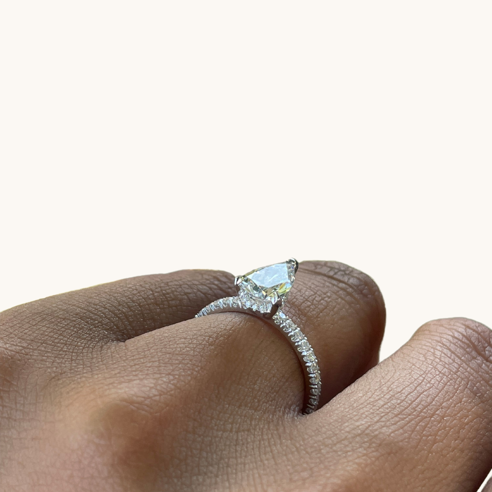 1.07 Pear Lab Diamond Engagement Ring with Halo