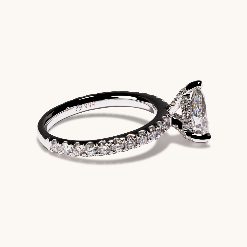 1.07 Pear Lab Diamond Engagement Ring with Halo