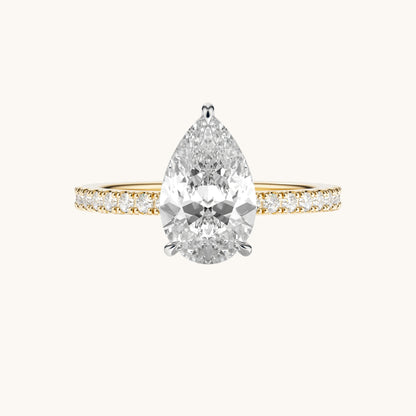 Pear Lab Diamond Engagement Ring with Signature Setting